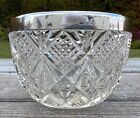 Antique English Cut Glass Bowl Sterling Rim Hallmarked Willm Aitkin Chester 1900
