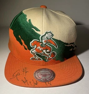 Sombrero de colección autografiado Mitchell And Ness Miami Hurricanes Splash nuevo con etiquetas - Imagen 1 de 13