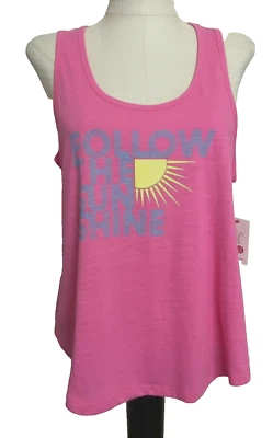 SECRET TREASURES LADIES KNIT PAJAMA Pink Screenprint TANK TOP  Sz M - Image 1 of 4