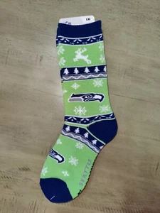 Seattle Seahawks Mens Holiday Pattern NFL Team Crew Socks Large - Picture 1 of 2