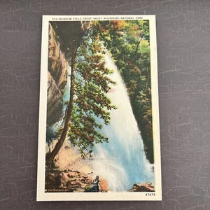 Vtg Linen Postcard Rainbow Falls Great Smoky Mountains National Park Thompson Co - Picture 1 of 2