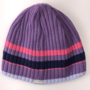 Columbia Youth Purple Pink Stripe Winter Beanie Hat - Picture 1 of 6