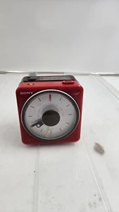 Red Sony ICF-A10W Vintage Clock Radio Cube Alarm - Picture 1 of 9