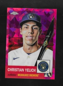 CHRISTIAN YELICH 2022 Topps Chrome Platinum #489 FUCHSIA ATOMIC Refractor /100 - Imagen 1 de 2