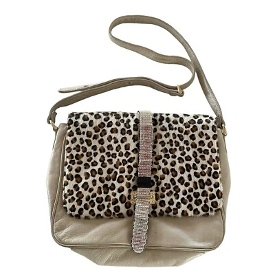 THE NINTH BAG IN LEOPARD LIZZIE FORTUNATO JEWELS Leather Beaded Crossbody READ - Image 1 of 4