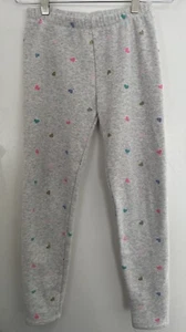 Gap Kids Girl Colorful Glitter Hearts Cozy Fleece Lined Leggings Heather Gray XL - Picture 1 of 6