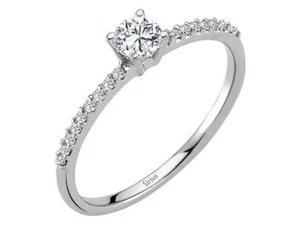 Anillo de compromiso solitario de diamantes halo anillo de compromiso anillo de oro 585 14 quilates oro blanco auténtico - Imagen 1 de 5
