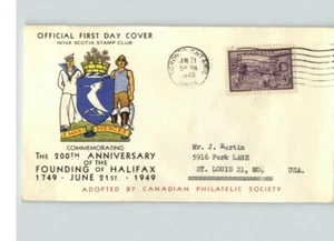 CANADA; 1949 First Day of Issue, FOUNDING of HALIFAX, multicolor cachet - Picture 1 of 1