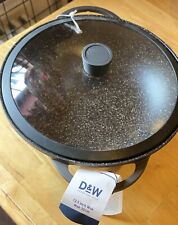 D&W Deane and White New 12.5 inch 32cm WOK with glass lid Black NWT