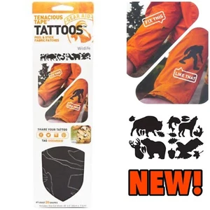 NEW Gear Aid Tenacious Tape Tattoos Fabric Repair Tape Patches 20 WILDLIFE BLACK - Picture 1 of 12