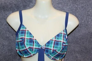 BIKINI OBERTEIL GRÖSSE 36 (70D) BLAU GRÜN KARIERT VON ESPRIT MIT BÜGEL - Bild 1 von 1