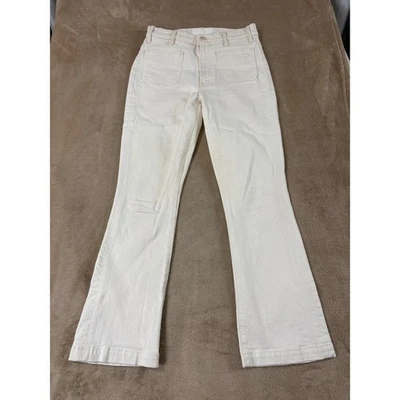 Pantalones de mezclilla para mujer Mother Jeans blancos The Hustler parche bolsillo inundación algodón 27x28 usados en excelente estado Foto 1 de 4