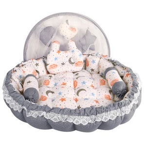 Reversible Baby Bed– Grey & White | Soft Cotton, Newborn Baby Bedding Set - Picture 1 of 7
