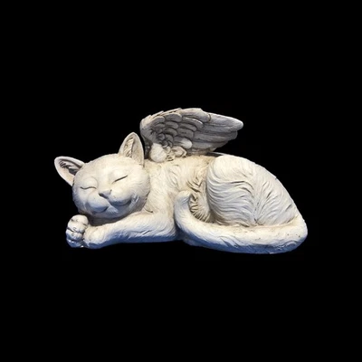 Ángel Gato Estatua Mascota Gatito Memorial Tumba Marcador Escultura Piedra Imitada Jardín Arte Foto 1 de 4