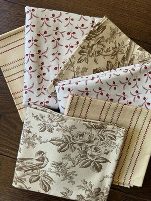 MODA Meadow By Blackbird Designs- 3 Fat Quarters, 3 Half Yards Cotton Fabric VTG - Image 1 of 4