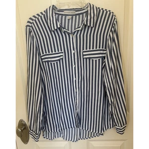 Alexander Jordan Damen Bluse ButtonDown Gr. 1X Langarm Streifen Blau Weiß - Bild 1 von 4