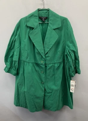 Chaqueta de trinchera acanalada para mujer Nine West verde Jet Set talla 2X nueva con etiquetas Foto 1 de 4