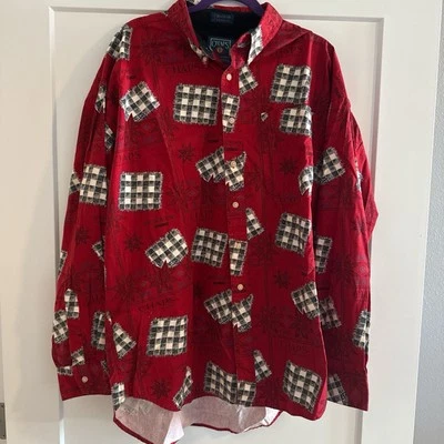 vintage 90s SS Chaps Ralph Lauren XL Holiday 1995 Dress Shirt Long sleeve - Image 1 of 4