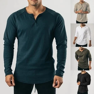 T-Shirt Mens Sports Training Undershirt 5%Spandex 95%Cotton Casual Elastic - Picture 1 of 32