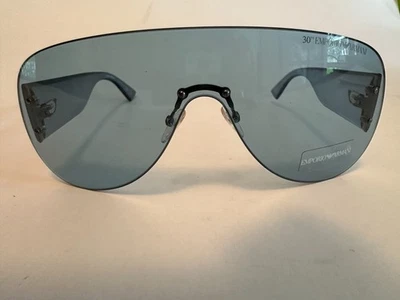 Gafas de sol Emporio Armani azules sin montura envolventes escudo EA 9838 30º año Nuevo Antiguo 140 Foto 1 de 4