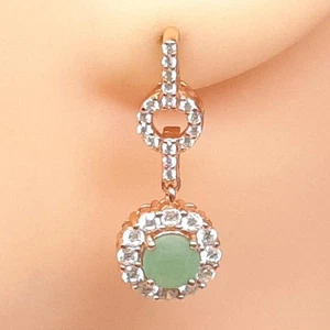 World Class 2.30ctw Emerald & White Sapphire 14K Rose Gold 925 Silver Earrings - Picture 1 of 4