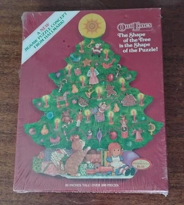 VTG Tree Shaped Puzzle Springbok For Hallmark Xmas Outlines 1981 500 pc Sealed - Image 1 of 4