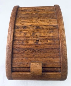 Vintage 1980 Handmade Wooden Stash Box with Roll Top Lid - Hand Made Signed - Picture 1 of 8