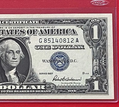 1957  $1 Dollar Silver Certificate (Blue Seal) Block G-A , Uncirculated - Image 1 of 3