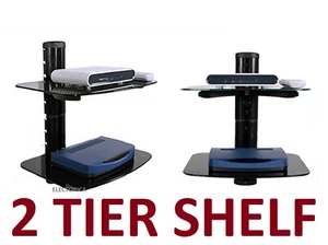 2 LAYER SHELF AUDIO VIDEO WALL STAND HD TV MOUNT WII PS3 PS4 XBOX BLU-RAY LED 3D - Bild 1 von 10