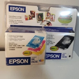 EPSON TO44120 & TO44520 NEW 4 individual cartridges Black & Multi Color - Picture 1 of 7