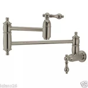 Kingston Brass Restoration Kitchen Faucet Pot Filler In Satin Nickel KS3108AL - Picture 1 of 6