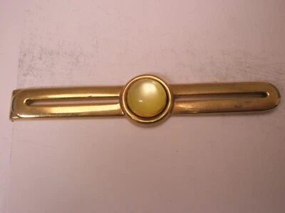 2-13/16" Yellow Cabochon Vintage LARGE SWANK Tie Bar Clip quality simple design - Image 1 of 4