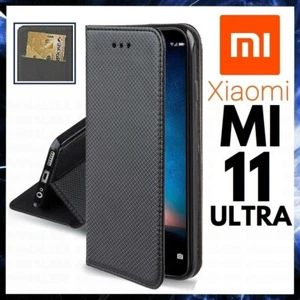 For XIAOMI MI 11 ULTRA FLIP CASE BOOK LUXURY BLACK COVER PU LEATHER WALLET STAND - Picture 1 of 7