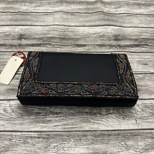 Vintage Walborg Black Multicolor Beaded Evening Bag Clutch with Strap - Picture 1 of 10