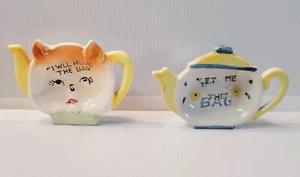 Vintage anthropomorphe Keramik Teebeutel Halter 2er Set Japan - Bild 1 von 8