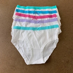 K-Mart Girls Size Small 6/6X White Colorful Band Cotton Briefs 5 Pack New - Picture 1 of 3