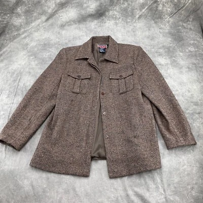 Mac & Jac куртка женщин средний коричневый мульти Tweed шерсти смесь военного повседневный винтажный - Изображение 1 из 4