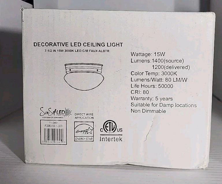 Крепление заподлицо Sunset Lighting F7162-53 с закручивающимся искусственным алебастровым стеклом - Изображение 1 из 3