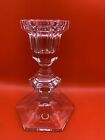 Vintage Clear Lead Crystal Candle Holders Hexagon 5" Taper Candlestick