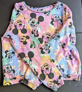 Disney Sweater Pullover Girls Junior Large Tie Dye Mickey Mouse Minny Mouse  - Picture 1 of 4