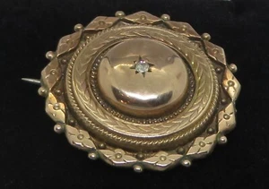 . Broche recuerdo antiguo victoriano vintage de oro macizo y diamantes de 9 quilates - Imagen 1 de 11