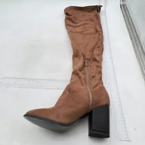 Dark Brown Women Overknee Thigh High Almond Toe Boots Chunky Heel Lace-up Shoes - Picture 1 of 8