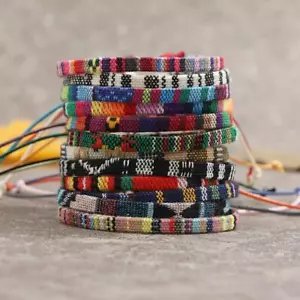 12 Boho Surfer Beach Bracelet Set Men & Women Braided Boho Handmade Bracelets - Picture 1 of 15