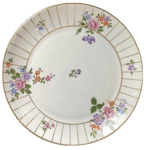 Bavaria Z. S. & Co Vintage 8.5” Round Plate Floral Pattern Metallic Gold Trim - Picture 1 of 5