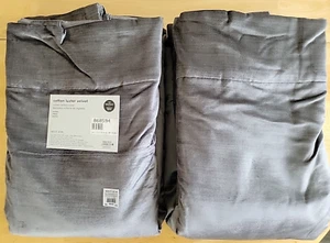 WEST ELM COTTON LUSTER VELVET PAIR BLACKOUT CURTAINS PANELS DRAPES PEWTER 48X84 - Picture 1 of 9