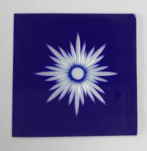 4 x Small Etched Blue Glass Brilliant Cut Sq Panel. Windows Door Glory Star - Picture 1 of 4