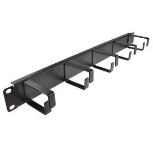 Barre de gestion de câble annelée 1U avec 5 anneaux métalliques armoire de données 19 pouces rack - Photo 1/12