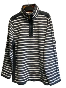 Fat Face Mens Airlie 1/4 Zip Medium Navy/White Striped Pullover Sweatshirt VGC - Picture 1 of 10