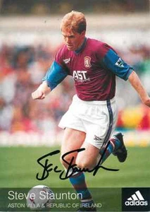 Steve Staunton Aston Villa Karta z autografem Piłka nożna Irlandia lata 90. - Zdjęcie 1 z 2