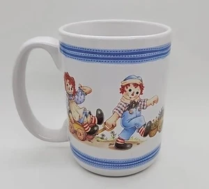 Houston Harvest Raggedy Ann and Andy Coffee Mug / Cup White w Blue Trim Gift - Picture 1 of 4